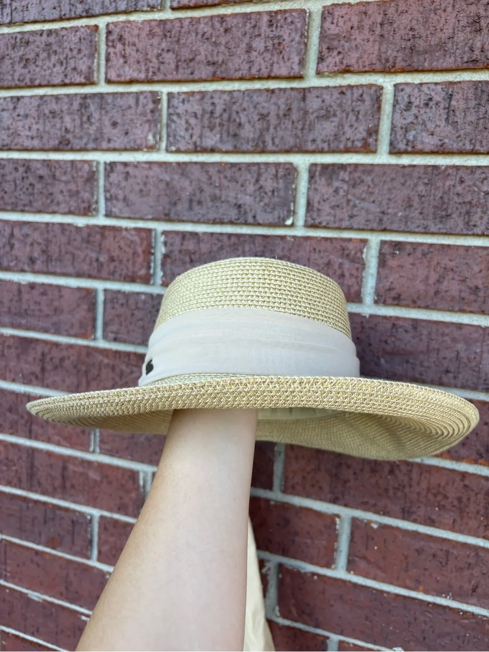 Beige Straw Sun Hat with Scarf Band by Sea & Sand